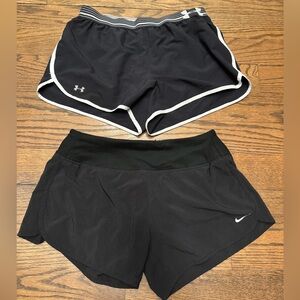 Nike Dri Fit + Under Armour Running Shorts Bundle Small Black
